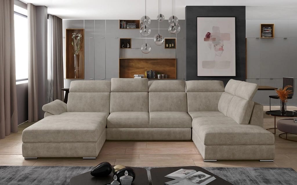 Dora Corner Sofa Bed In Dark Grey Fabric | Baci Living Room