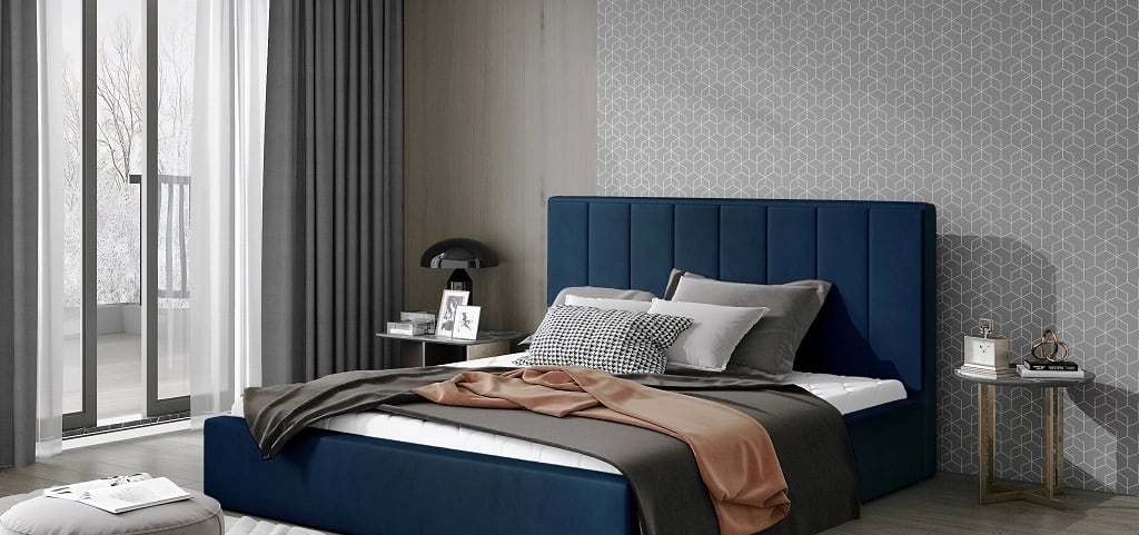 Audrey blue sale velvet platform bed