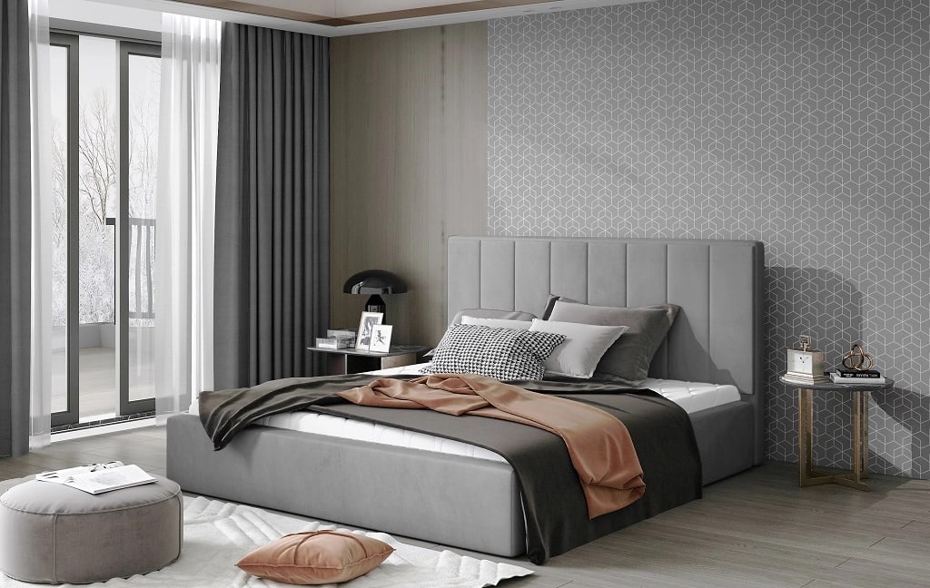 Audrey upholstered on sale bed grey