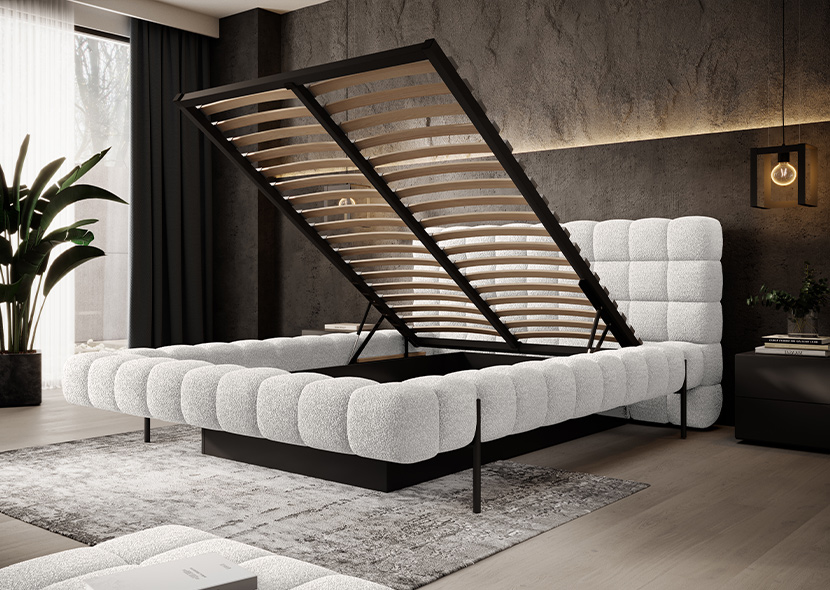 Magentta Upholstered Bed With Container 180x200