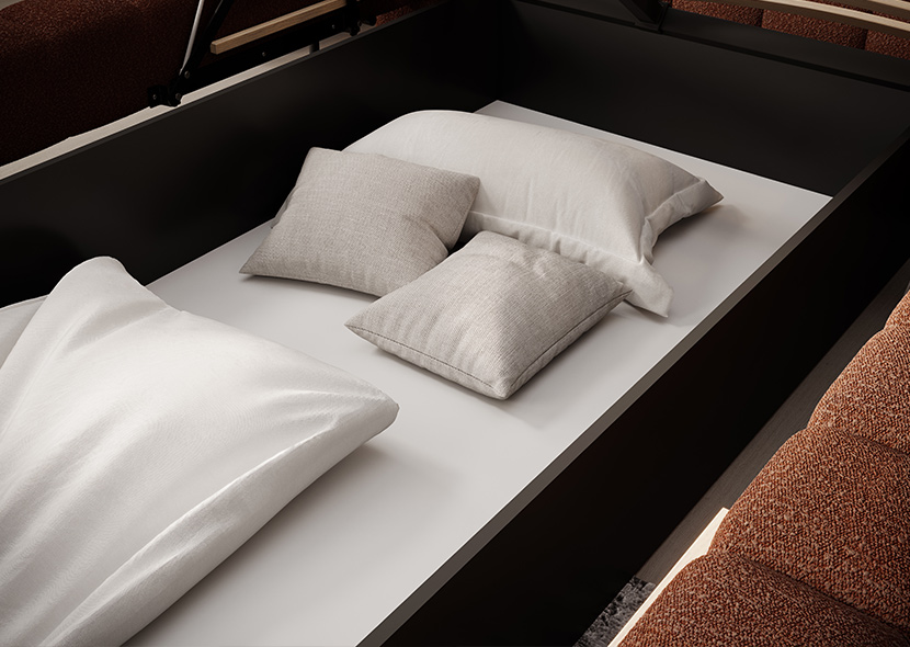 Magentta Upholstered Bed With Container 160x200