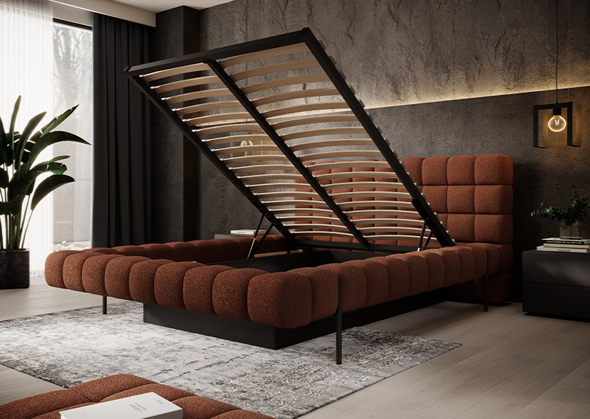 Magentta Upholstered Bed With Container 160x200