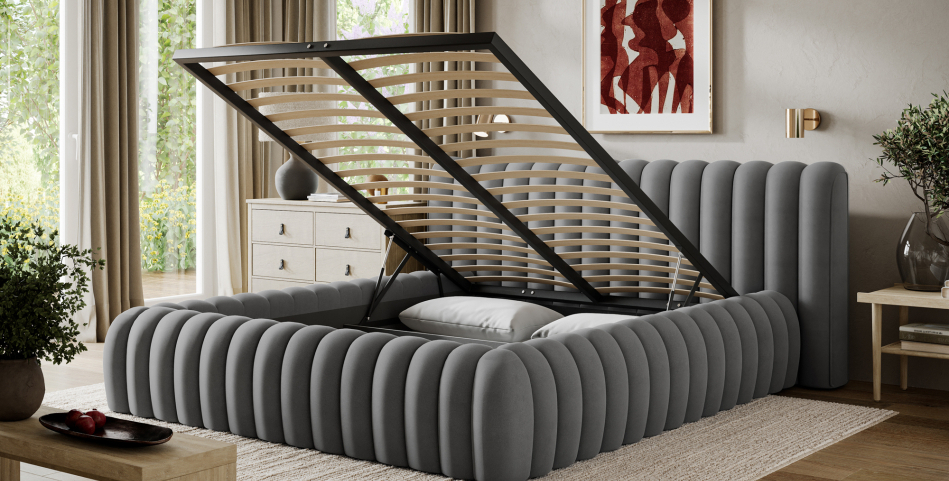 Carilla Upholstered Bed With Container 160x200