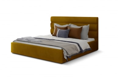 Caramel Upholstered Bed With Container 140x200