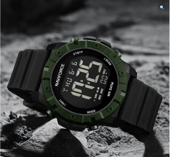 NaviForce NF7110 Business Fashion Digital Movement Silicon Strap Watch For Men - Black/Green