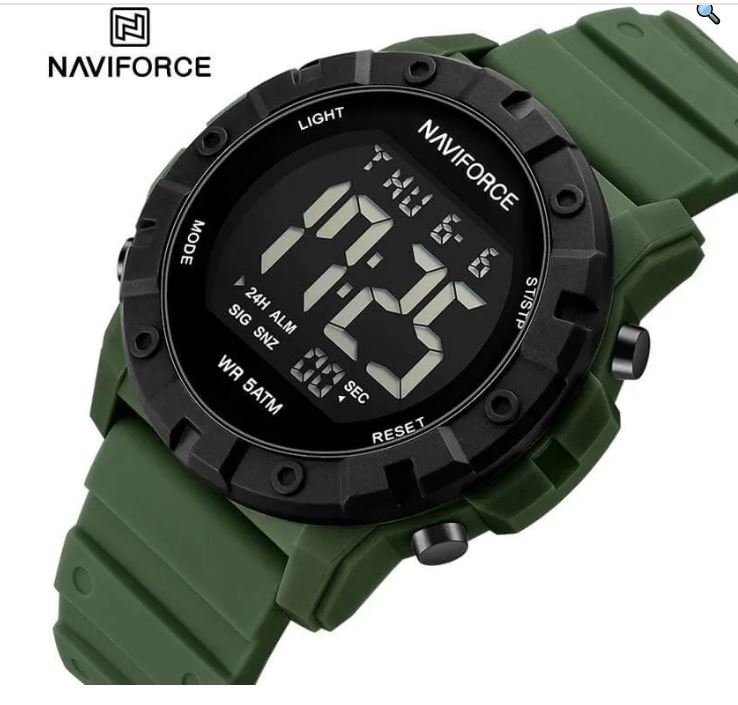 NaviForce NF7110 Business Fashion Digital Movement Silicon Strap Watch For Men - Green