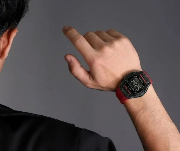 NaviForce NF7113 Men's Fashion Polygonal Dial Digital Multifunction Silicon Strap Watch - Red 2