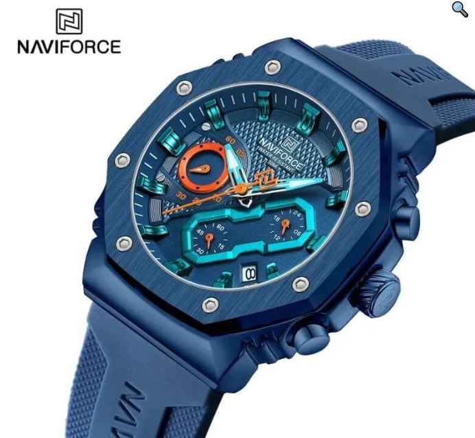 NaviForce NF8035 Men's Fashion Chronograph Date Display Silicone Strap Watch - Blue
