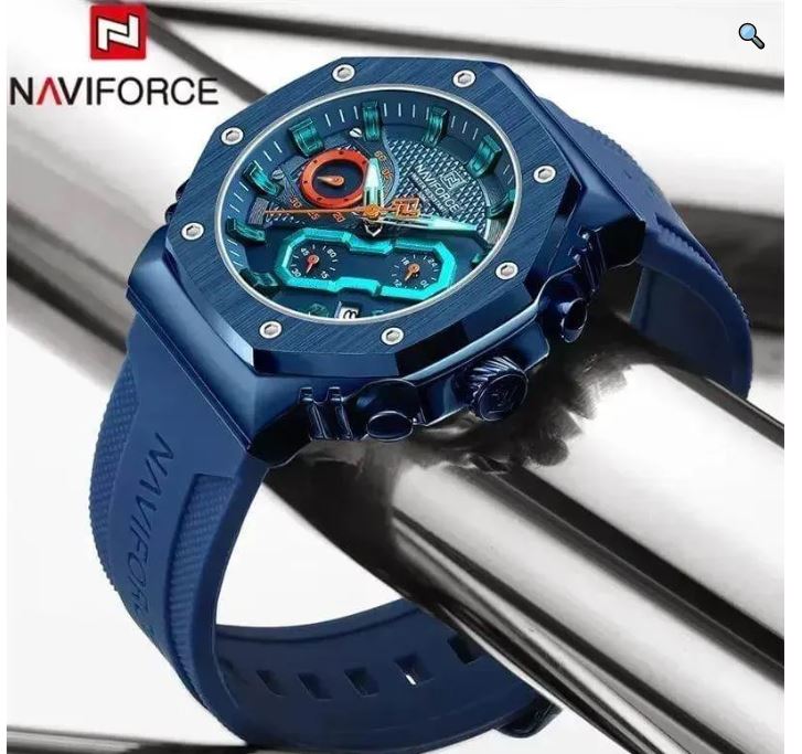 NaviForce NF8035 Men's Fashion Chronograph Date Display Silicone Strap Watch - Blue 2
