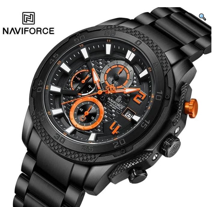 NaviForce NF8047 Men's Business Quartz Chronograph Luminous Stainless Steel Watch - Black 4