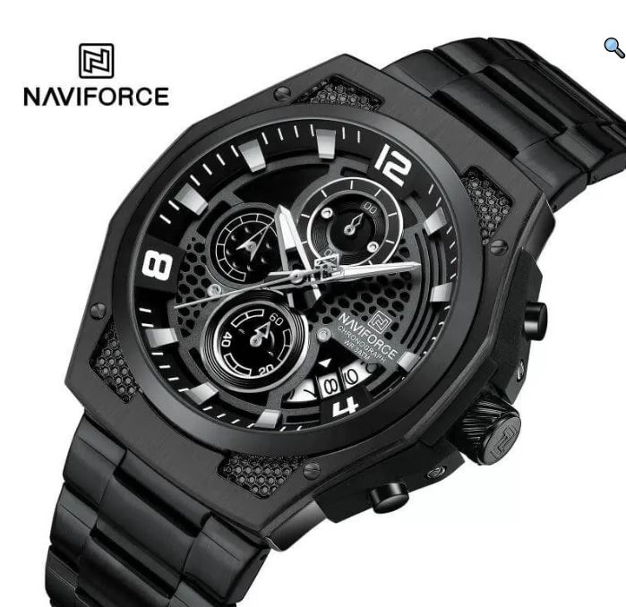 NaviForce NF8047 Men's Business Quartz Chronograph Luminous Stainless Steel Watch - Red/Black 5