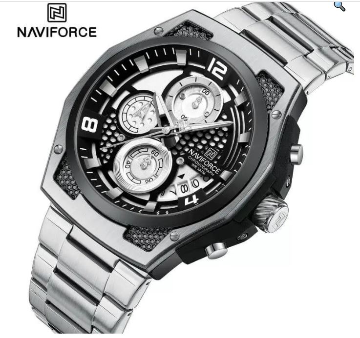 NaviForce NF8047 Men's Business Quartz Chronograph Luminous Stainless Steel Watch - Red/Black 6