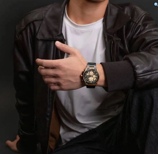 NaviForce NF8051 Men's Fashion Multifunction Chronograph Date Display Stainless Steel Watch -Rosegold/Black 2