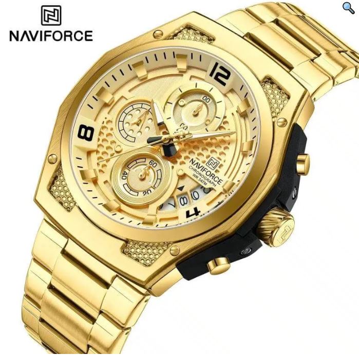 NaviForce NF8051 Men's Fashion Multifunction Chronograph Date Display Stainless Steel Watch -Rosegold/Black 3