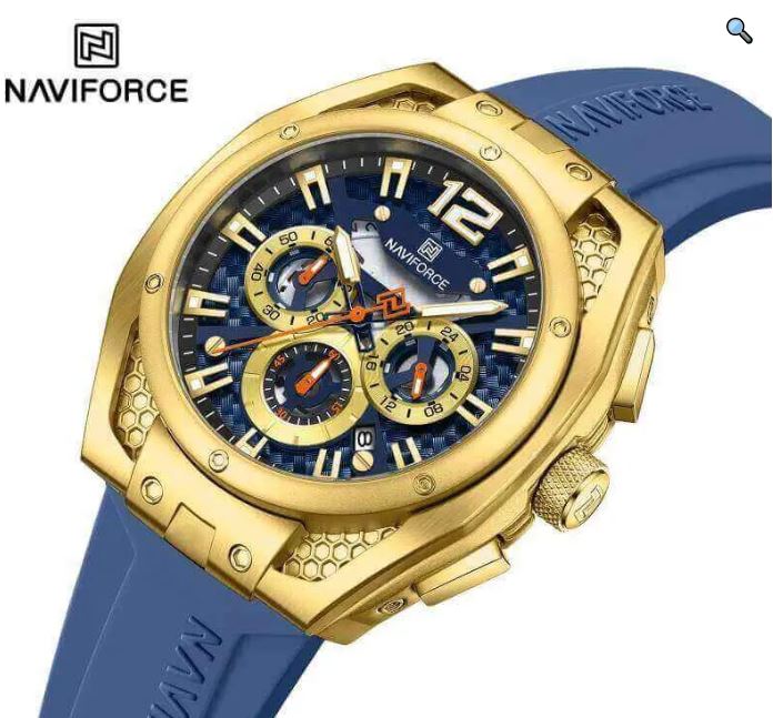 NaviForce NF8063 Business Auto Date Multifunction Chronograph Silicon Strap Watch For Men - Blue 5