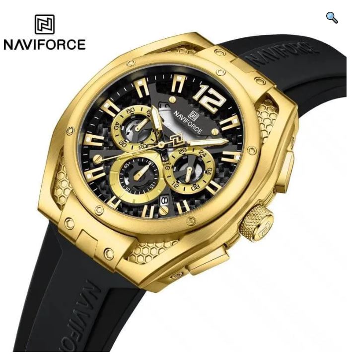 NaviForce NF8063 Business Auto Date Multifunction Chronograph Silicon Strap Watch For Men - Blue 7