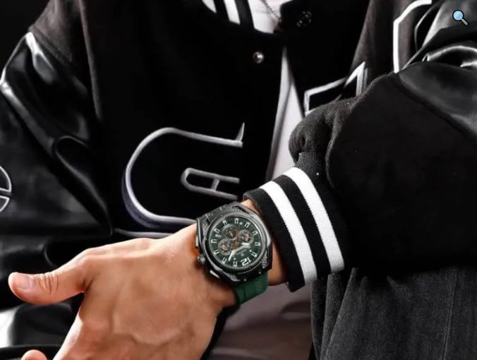 NaviForce NF8063 Business Auto Date Multifunction Chronograph Silicon Strap Watch For Men - Green 2