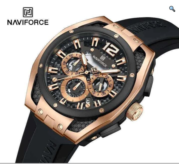 NaviForce NF8063 Business Auto Date Multifunction Chronograph Silicon Strap Watch For Men - Green 3