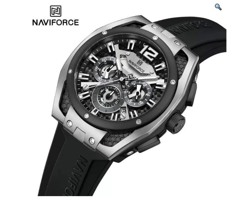 NaviForce NF8063 Business Auto Date Multifunction Chronograph Silicon Strap Watch For Men - Green 5
