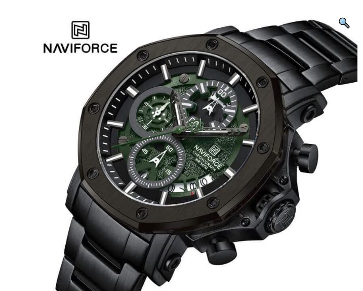 NaviForce NF8065 Business Fashion Chronograph Multifunctional Luminous Stainless Steel Watch For Men Green/Black