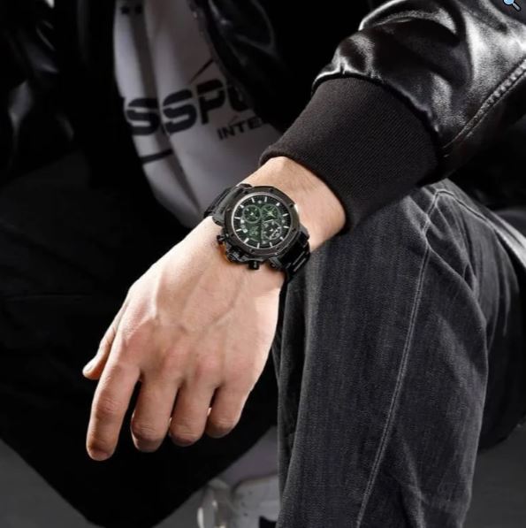 NaviForce NF8065 Business Fashion Chronograph Multifunctional Luminous Stainless Steel Watch For Men Green/Black 2