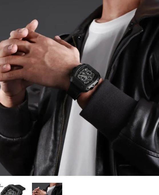 NaviForce NF8070 Men's Fashion Multifunction Barrel Shape Hollow Design Dial Watch - Black 2