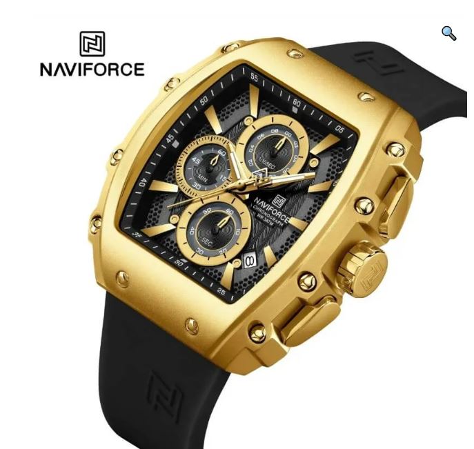 NaviForce NF8070 Men's Fashion Multifunction Barrel Shape Hollow Design Dial Watch - Black 8