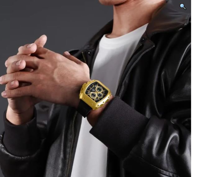 NaviForce NF8070 Men's Fashion Multifunction Barrel Shape Hollow Design Dial Watch - Black 9