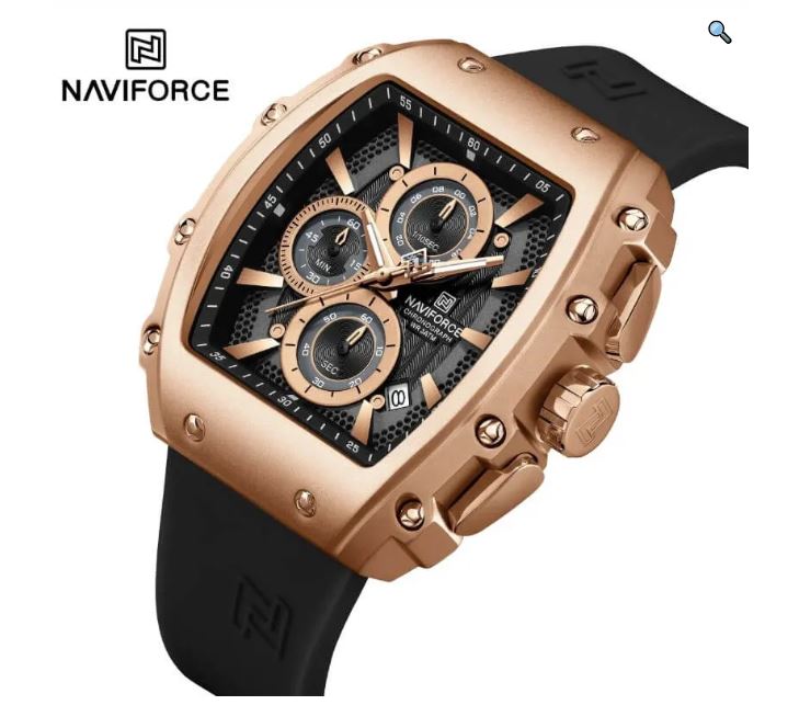 NaviForce NF8070 Men's Fashion Multifunction Barrel Shape Hollow Design Dial Watch - Black 10