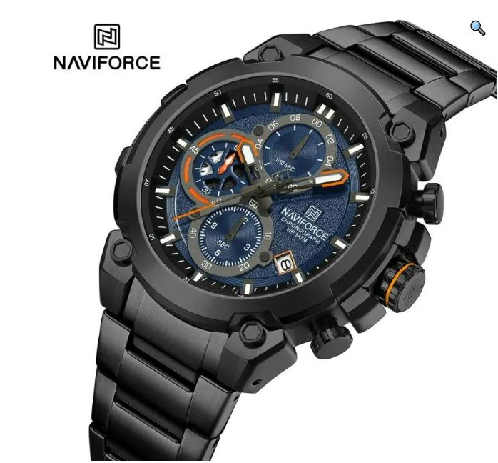 NaviForce NF8071 Men's Business Fashion Chronograph Luminous Date Display Stainless Steel Watch - Black 3