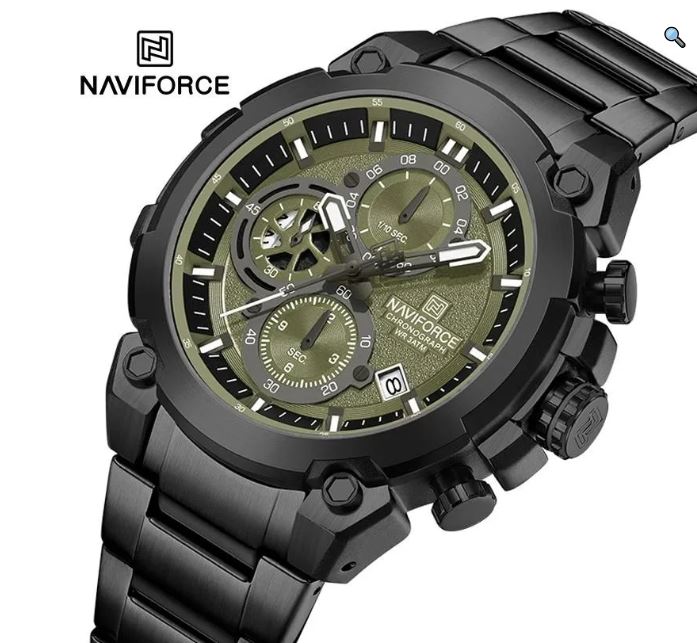 NaviForce NF8071 Men's Business Fashion Chronograph Luminous Date Display Stainless Steel Watch - Black 5