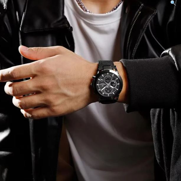 NaviForce NF8073 Men's Business Fashion Chronograph Luminous Date Display Leather Strap Watch - Black 2