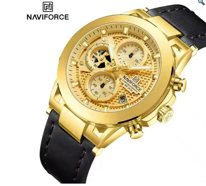 NaviForce NF8073 Men's Business Fashion Chronograph Luminous Date Display Leather Strap Watch - Black 4