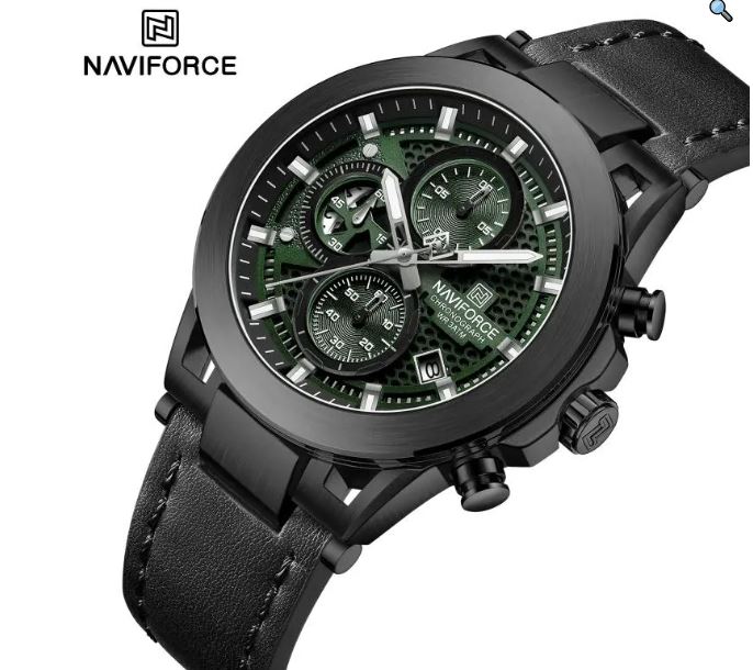 NaviForce NF8073 Men's Business Fashion Chronograph Luminous Date Display Leather Strap Watch - Black 5