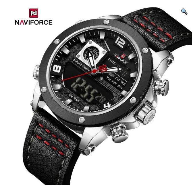 NaviForce NF9236 Classic Fashion Double Time Multifunctional Leather Strap Watch For Men - Black 3