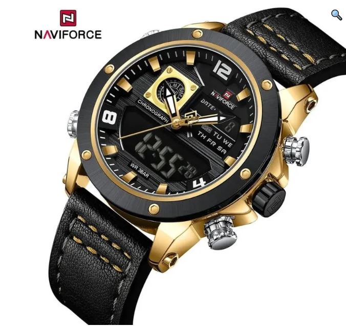 NaviForce NF9236 Classic Fashion Double Time Multifunctional Leather Strap Watch For Men - Black 4