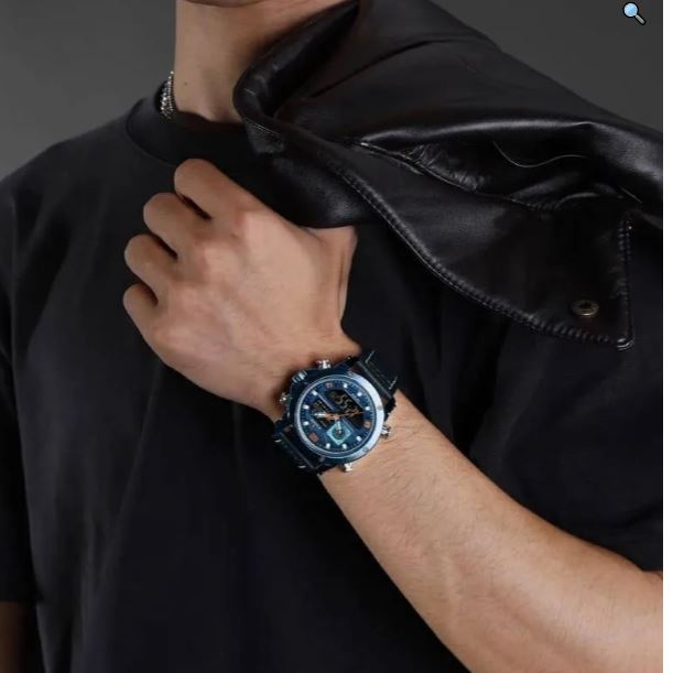 NaviForce NF9236 Classic Fashion Double Time Multifunctional Leather Strap Watch For Men - Black 7