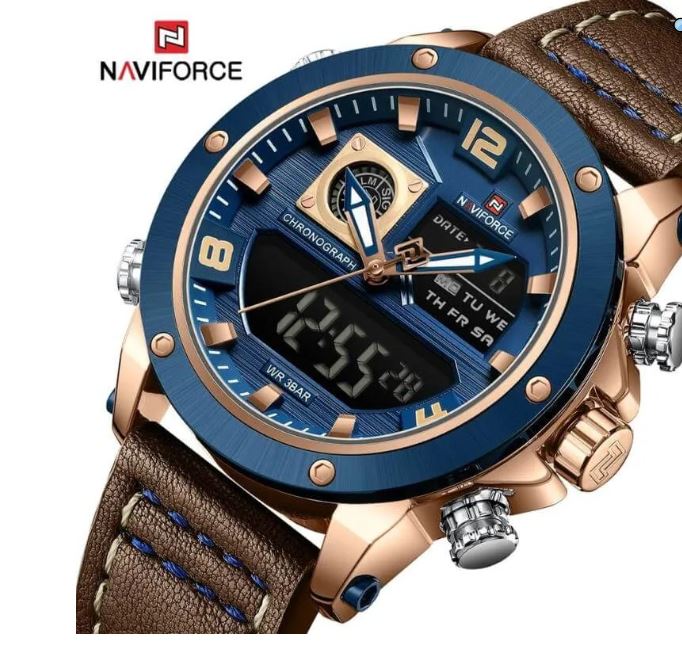 NaviForce NF9236 Classic Fashion Double Time Multifunctional Leather Strap Watch For Men - Black 8