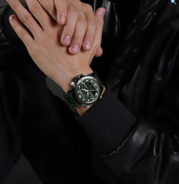 NaviForce NF9236 Classic Fashion Double Time Multifunctional Leather Strap Watch For Men - Black 11