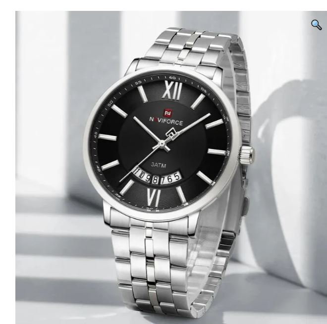 NaviForce NF9238 Men's Business Classic Quartz Date Display Luminous Stainless Steel Watch - Black/Silver 2