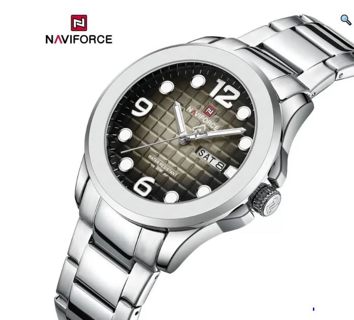 NaviForce NF9244 Men's Elegant Simple Stainless Steel Analog Date Display Watch - Black/Silver 3
