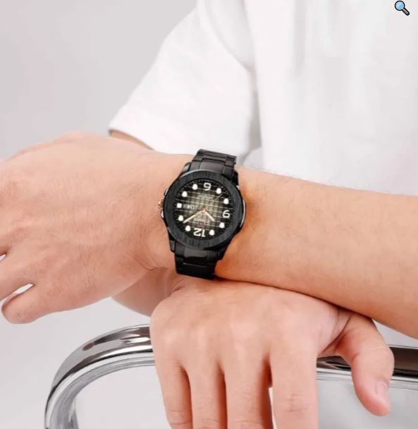 NaviForce NF9244 Men's Elegant Simple Stainless Steel Analog Date Display Watch - Black/Silver 6
