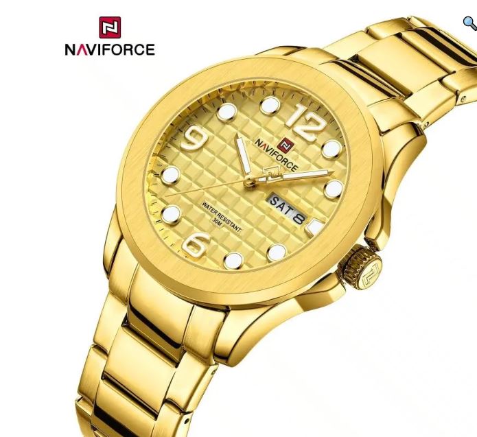 NaviForce NF9244 Men's Elegant Simple Stainless Steel Analog Date Display Watch - Black/Silver 7