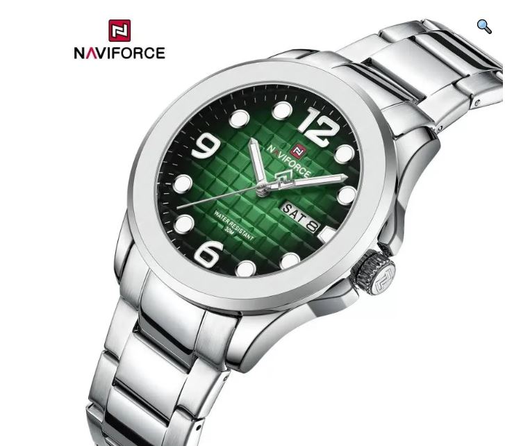 NaviForce NF9244 Men's Elegant Simple Stainless Steel Analog Date Display Watch - Black/Silver 9