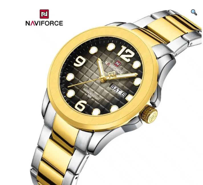 NaviForce NF9244 Men's Elegant Simple Stainless Steel Analog Date Display Watch - Black/Silver 11
