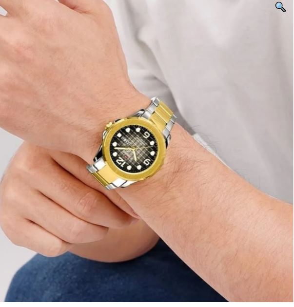 NaviForce NF9244 Men's Elegant Simple Stainless Steel Analog Date Display Watch - Black/Silver 12