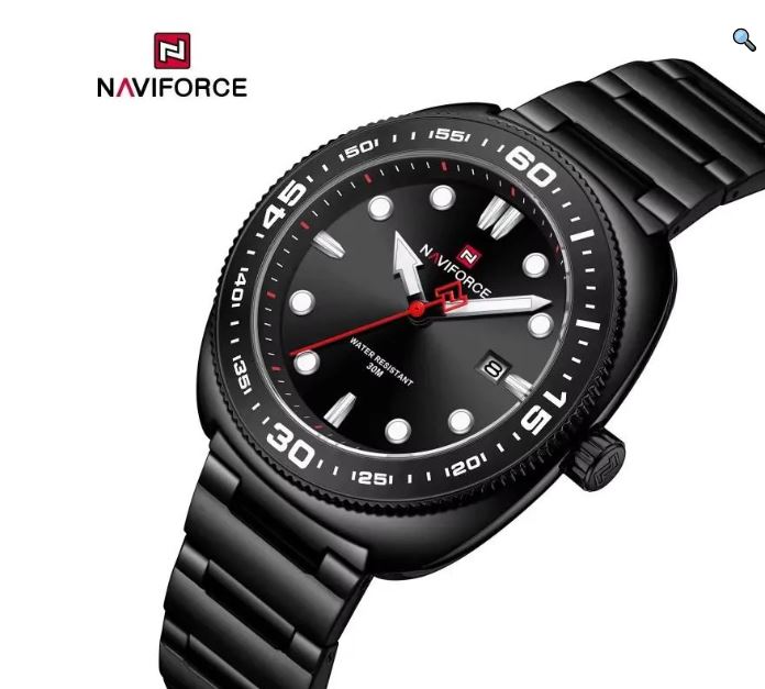 NaviForce NF9250 Men's Business Simple Dial Date Dispaly Luminious Analog Watch - Black