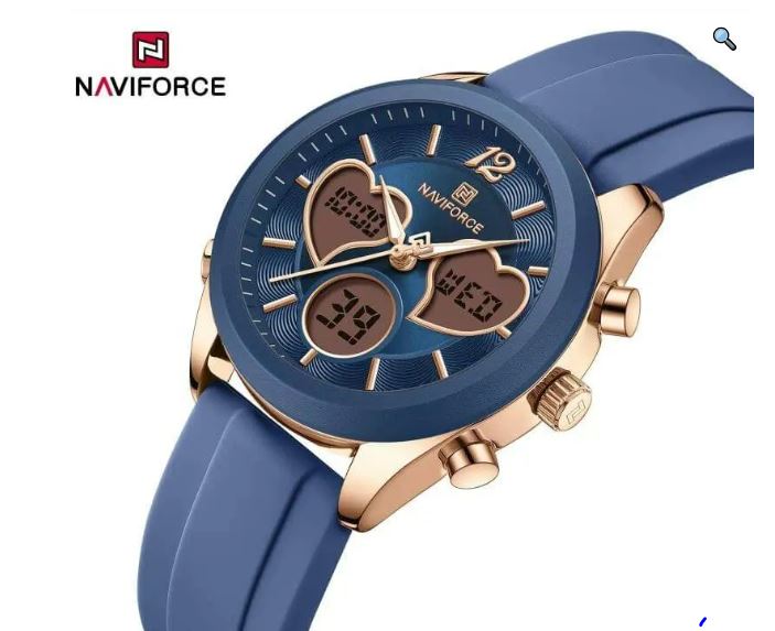 NaviForce NF5045 Women's Fashion Multifunction Heart Shape Dual Display Silicon Strap Watch - Black 6