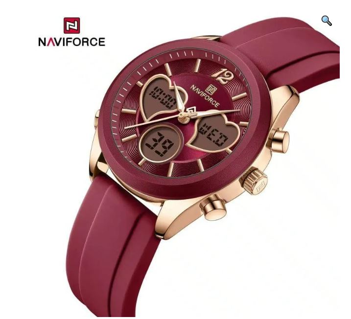 NaviForce NF5045 Women's Fashion Multifunction Heart Shape Dual Display Silicon Strap Watch - Black 7