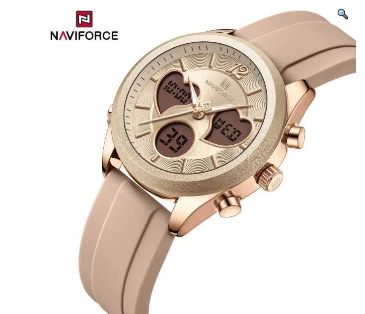 NaviForce NF5045 Women's Fashion Multifunction Heart Shape Dual Display Silicon Strap Watch - Black 8